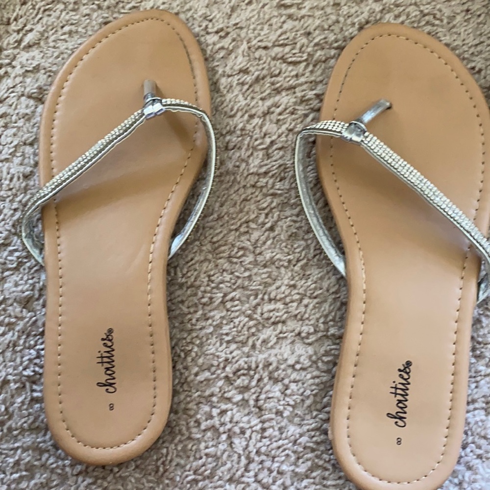 Silver flip flops